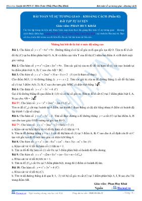 Bài tập tự luyện Bài toán về sự tương giao khoảng cách (phần 01)